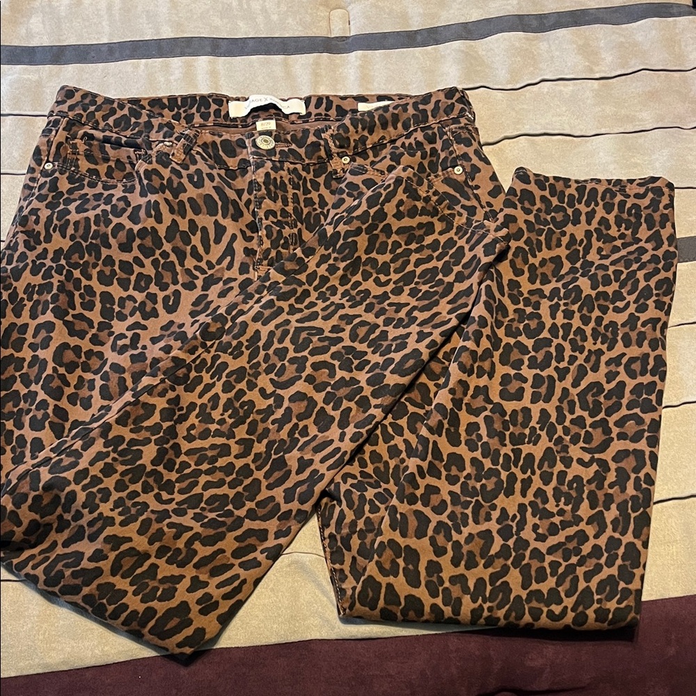 Vintage America Leopard Print Skinny Jeans, Size 8/29